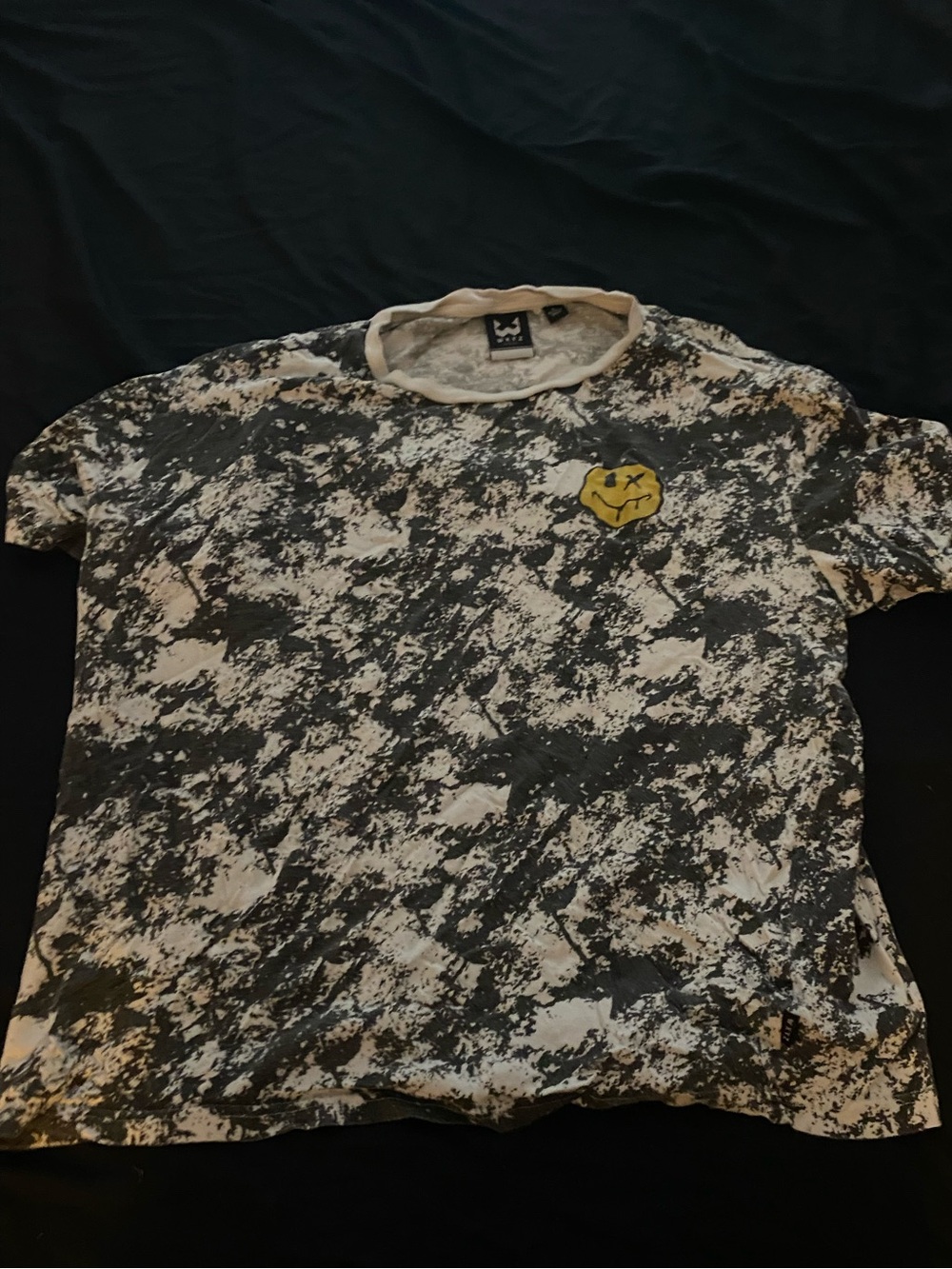Black and White Tie Dye Smiley T-Shirt